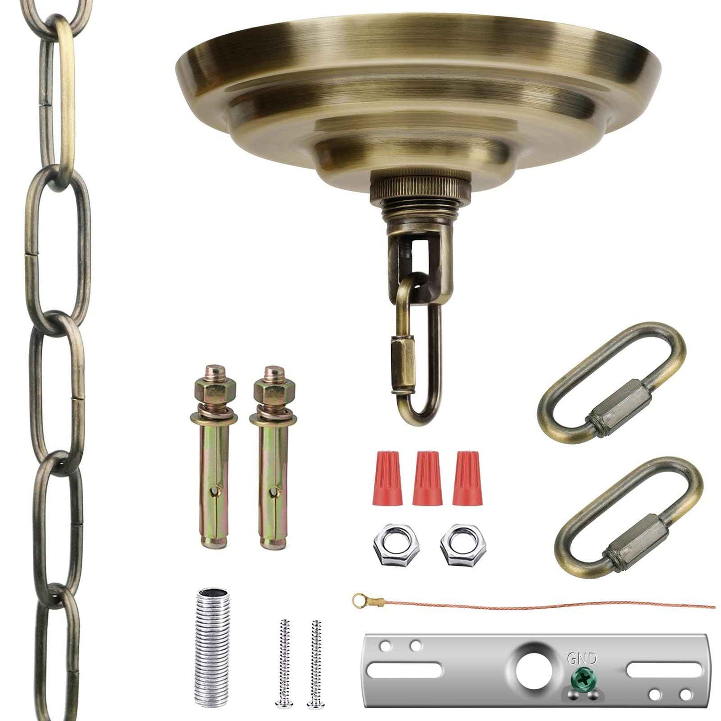 MAYOMAJO 5-5/16 Inch Light Canopy Kit with 6 Feet Hanging Chain, Heavy Duty, Replacement Cover Plate for Chandelier, Pendant Light, Swag Light, Ceiling Fan, Flower Basket or DIY Projects (Bronze)