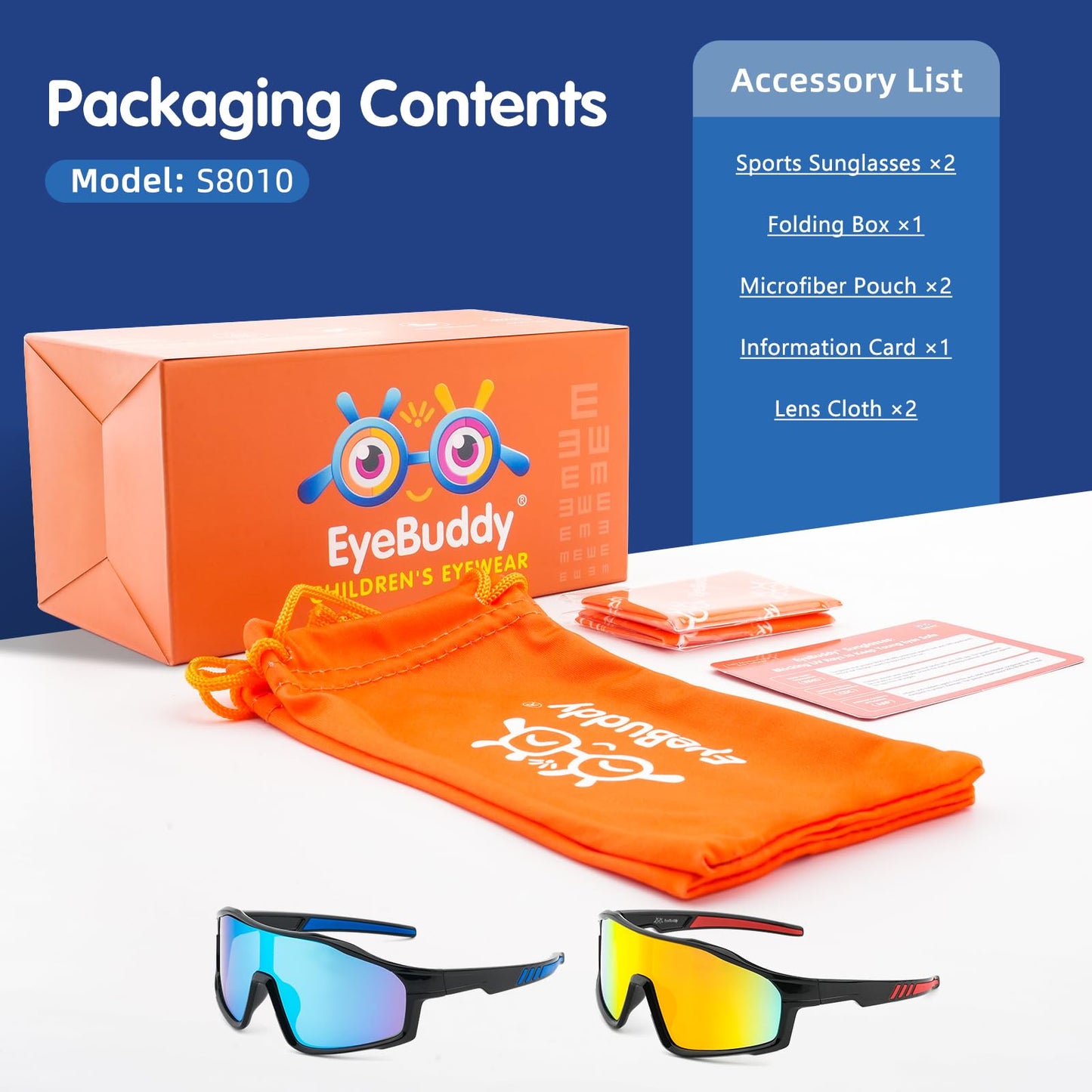 EYEBUDDY Kids Sunglasses Youth Baseball Sun Glasses Boys Girls Softball Sports UV400 Protection Goggles Age 6-12