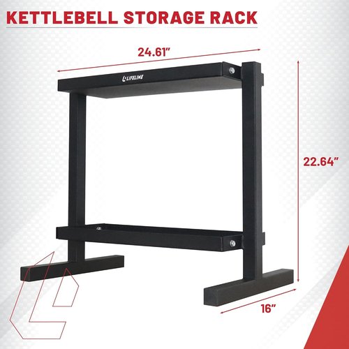 Lifeline Fitness Kettlebell Storage Rack - Durable Design for Organized Home Gym | Holds Multiple Sizes