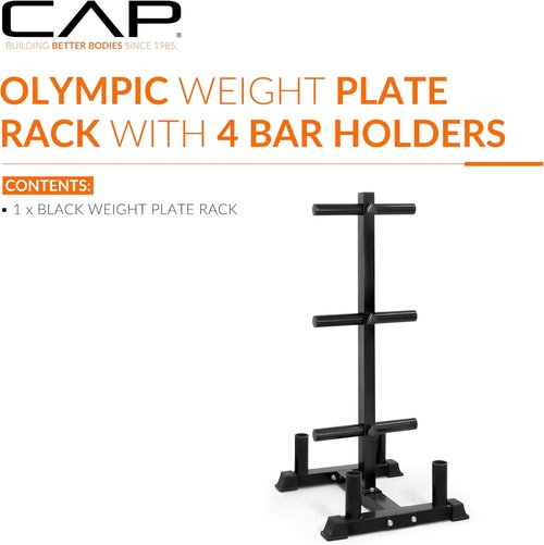 CAP Barbell Olympic Bumper Plate Rack - Durable Storage Solution for Home Gym | Space-Saving Design