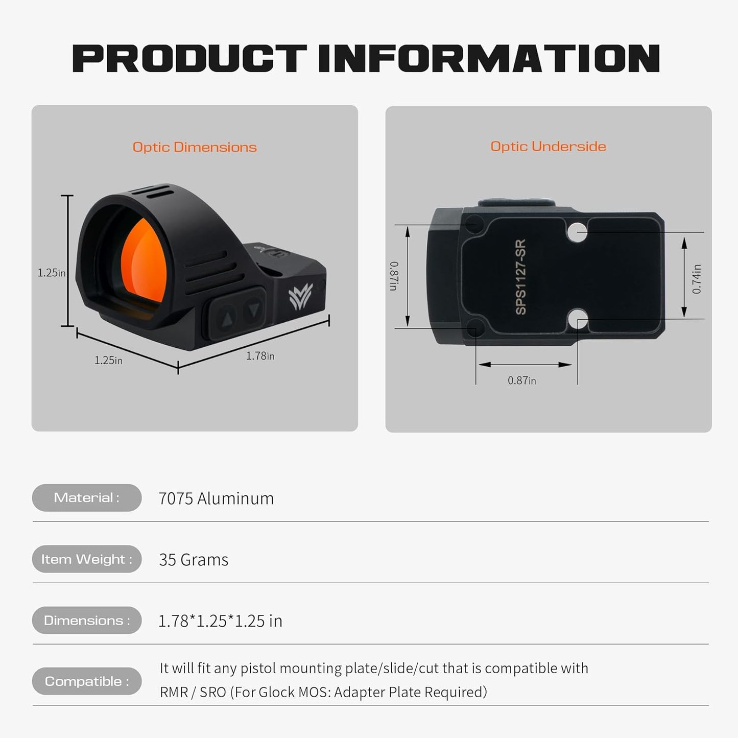 Serpens Red Dot Sight - Open Reflex Sight with Large Objective Lens | 3 MOA Dot & 45 MOA Circle, Waterproof & Fogproof Options