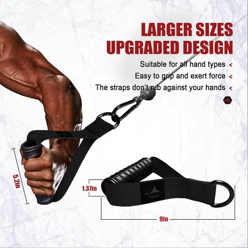 Heavy Duty Gym Workout Handle Attachments - Anti-Slip Rubber Grips for Cable Machines & Fitness Equipment