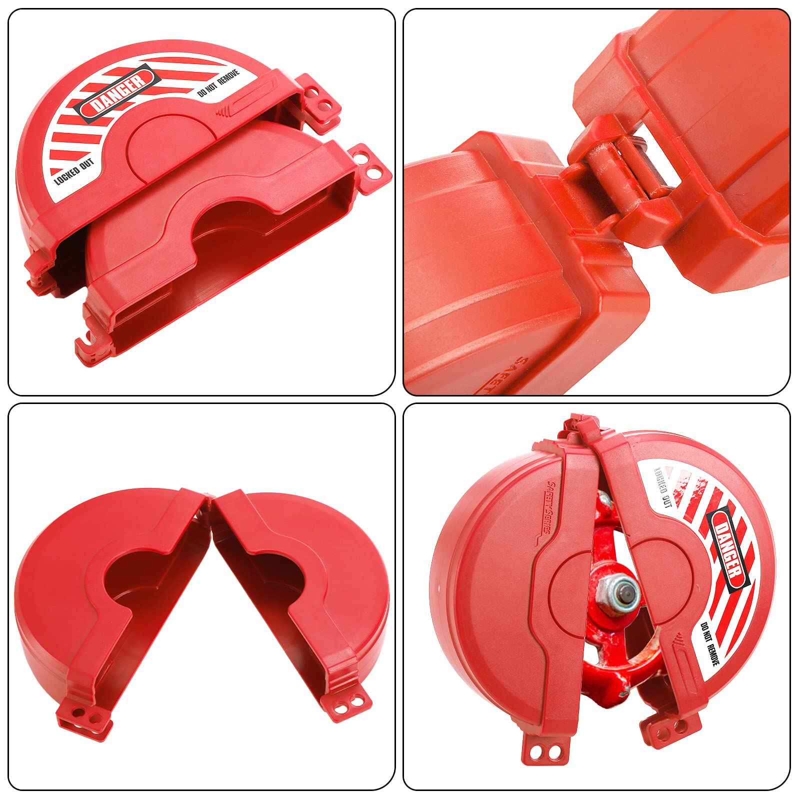 Foraineam 4 Pack Gate Valve Lockout Device, 2 Sizes Assorted for 1-2.5 Inch and 2.5-5 Inch Diameter Valve Handles, Outdoor Water Faucet Knob Lock, Propane Tank Lock, Gas Valve Lock