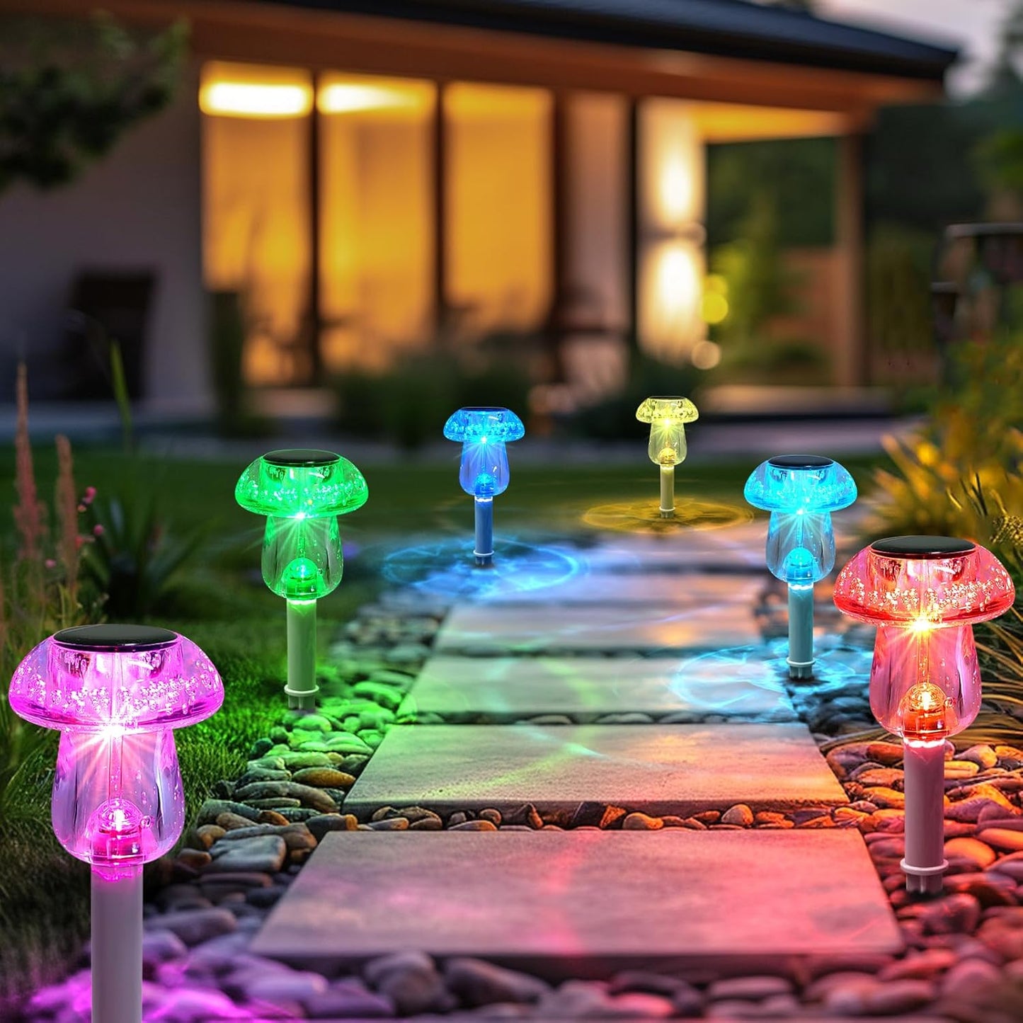 16 Pack Solar Powered Mushroom Lights - Waterproof LED Garden Pathway Lighting for Yard & Landscape Decor (Purple)