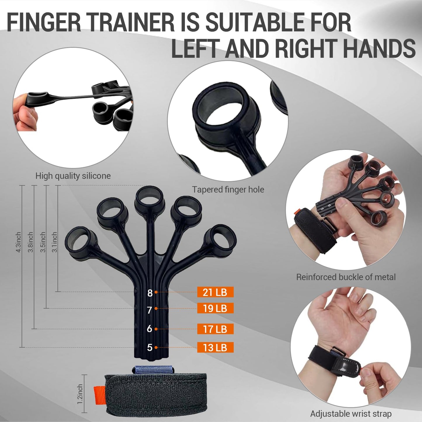Hand Grip Strengthener, Forearm Strength Trainer- Adjustable Resistance 11-220Lbs Hand Grip with Counting,Finger Exerciser,Hand Extension Exerciser for Muscle Building and Injury Recover Combo Set