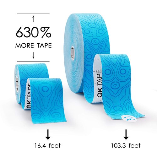(2in X 103 Feet) OK TAPE PRO Bulk Kinesiology Tape, Original Elastic Latex Free Kinesiology Therapeutic Tape, Free Cut Printed, Beige+Beige