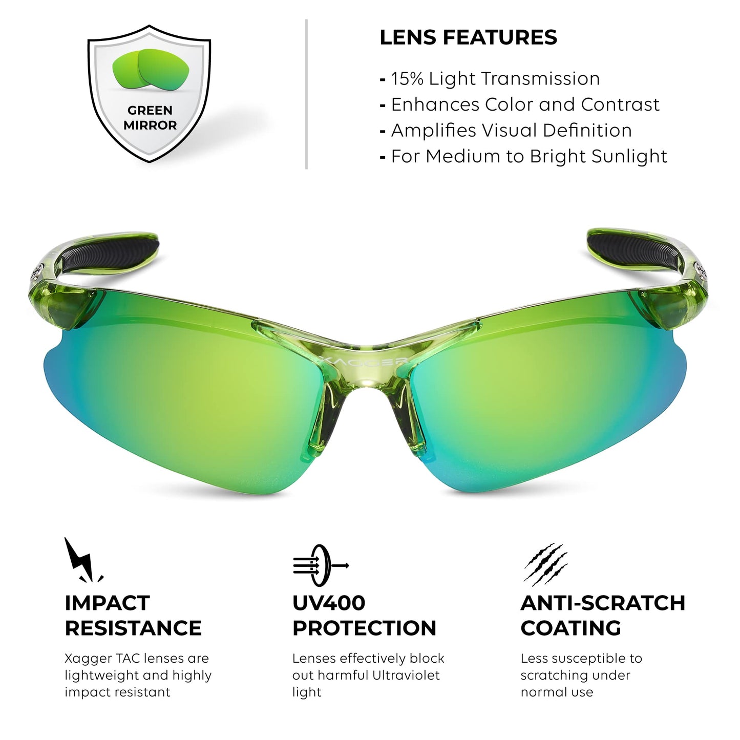 Xagger Kids Youth Polarized Sports Sunglasses for Boys Girls Baseball Softball Glasses TR90 Frame