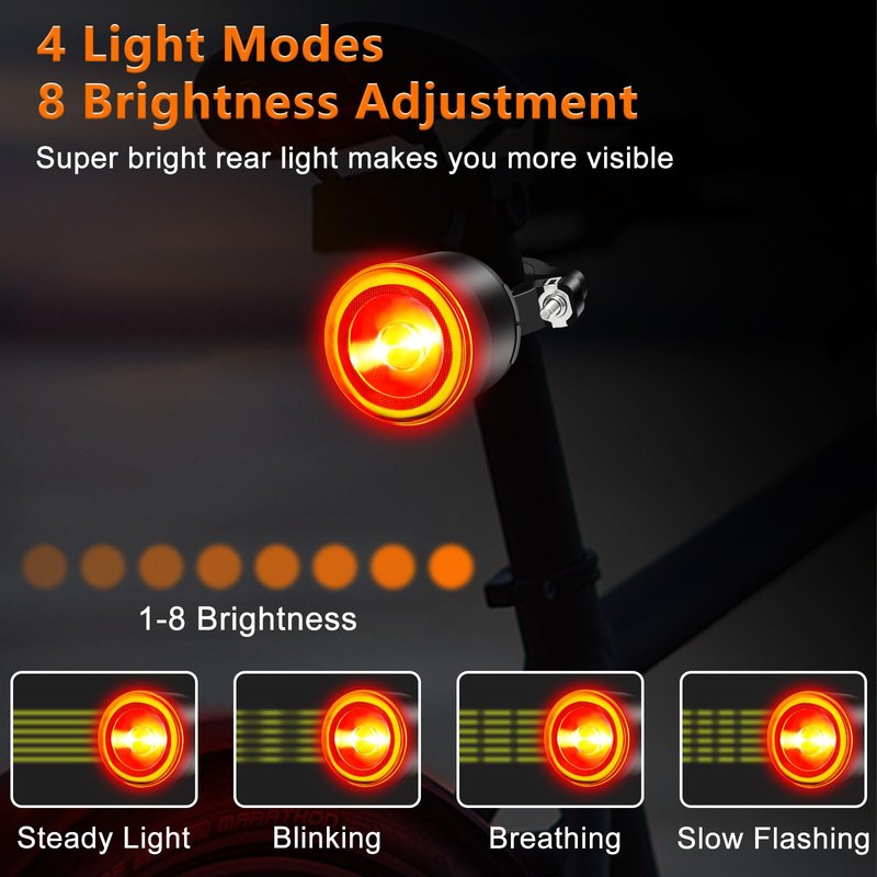 NineLeaf 300 Lumens Bike Tail Light, Rear Bicycle Lights Ultra Bright,Smart Bike Tail Light Brake Sensing Auto On/Off,USB-C Rechargeable,IP65Waterproof, 220°Adjustable Angle 1000M Range,Seatpost Mount