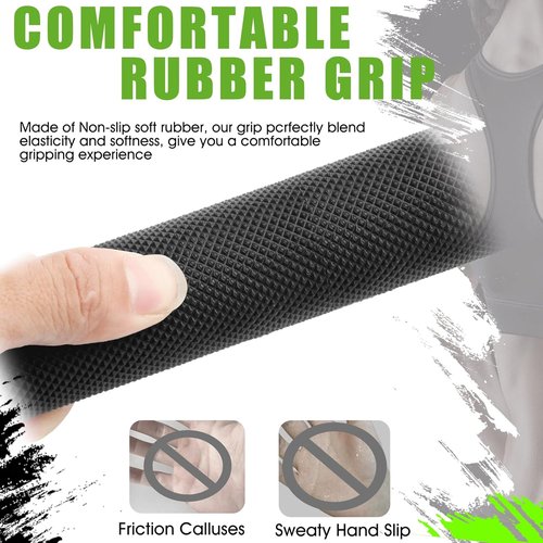 Double D Row Handle | LAT Pulldown Attachment with Comfort Rubber Grip - 1.3 Inch Diameter for Home Gym