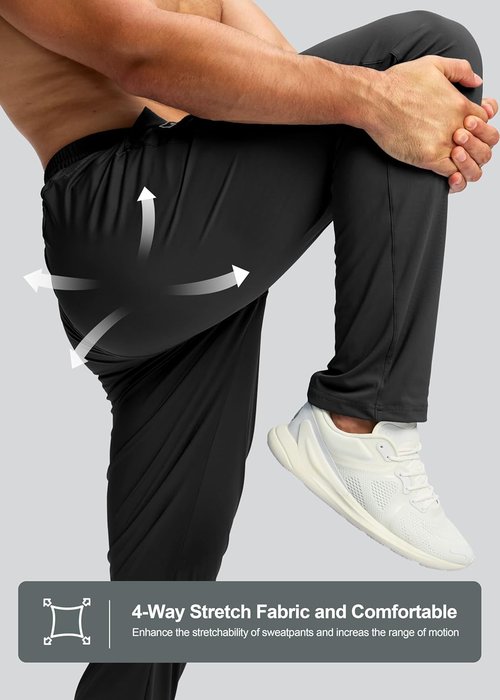 G Gradual Men's Athletic Sweatpants - Stretch Tapered Joggers with Zipper Pocket for Gym & Running