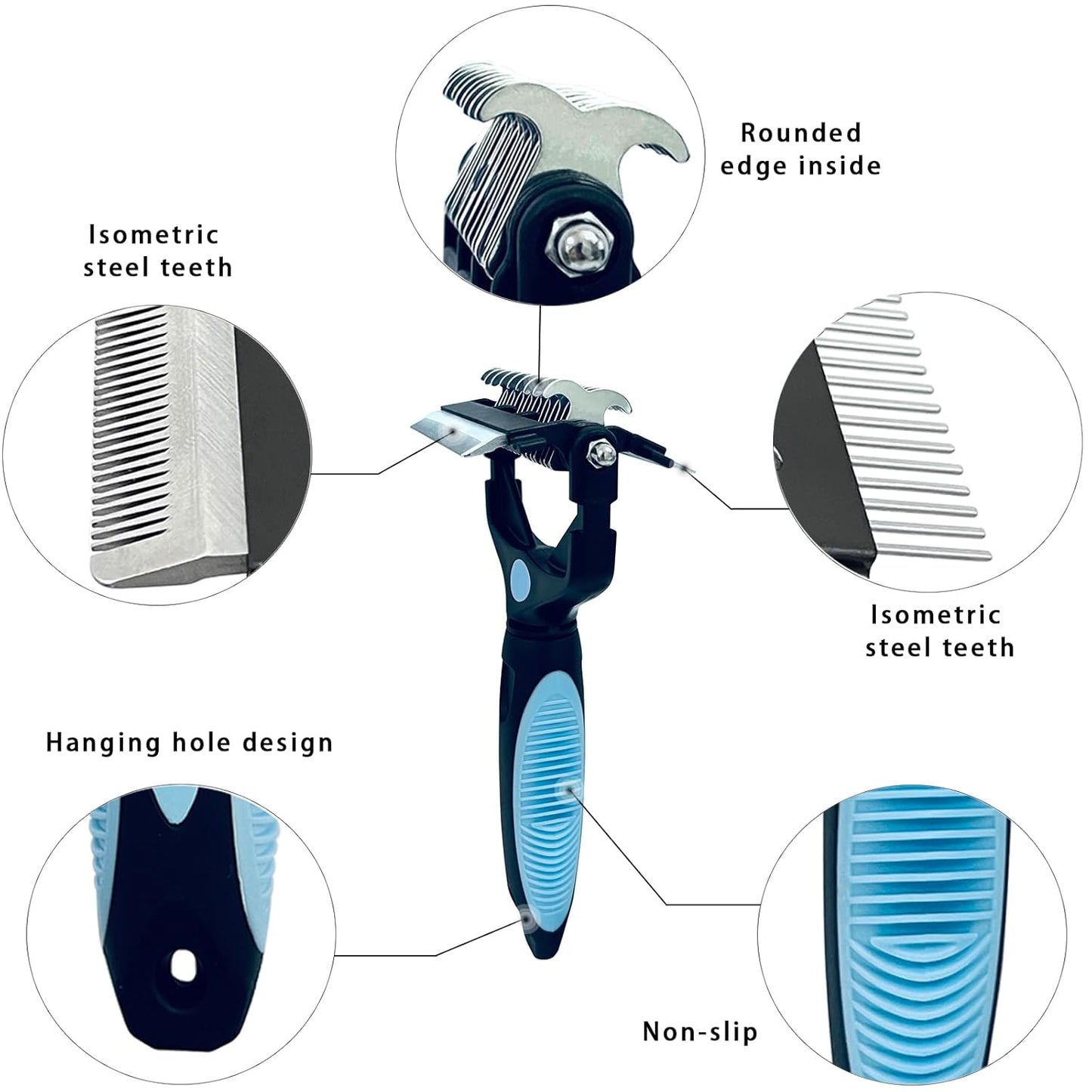 Skiennix 3-in-1 Pet Grooming Brush - Double-Sided Deshedding Tool with Stainless Steel Teeth | Ergonomic Handle for Dogs & Cats, Safe for Long/Short Hair