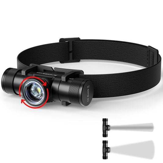 LED Headlamp Rechargeable - Zoomable Headlamps for Adults Rechargeable, Sofirn HS11 Head Lamp Battery Powered 630 Lumens, Headlight with Floodlight Spotlight, Headlamp for Camping Cycling Running