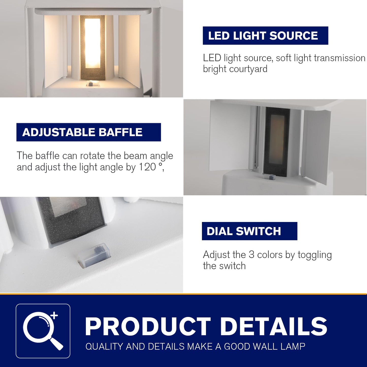 FUPE 15W 4Pack Led White Outdoor Wall Sconces Light Fixtures Modern Exterior/Interior Waterproof Porch Wall Mounted Lighting Outside Wall Lamps for Garden Shop Yard Patio Home Entryway Park Staircase