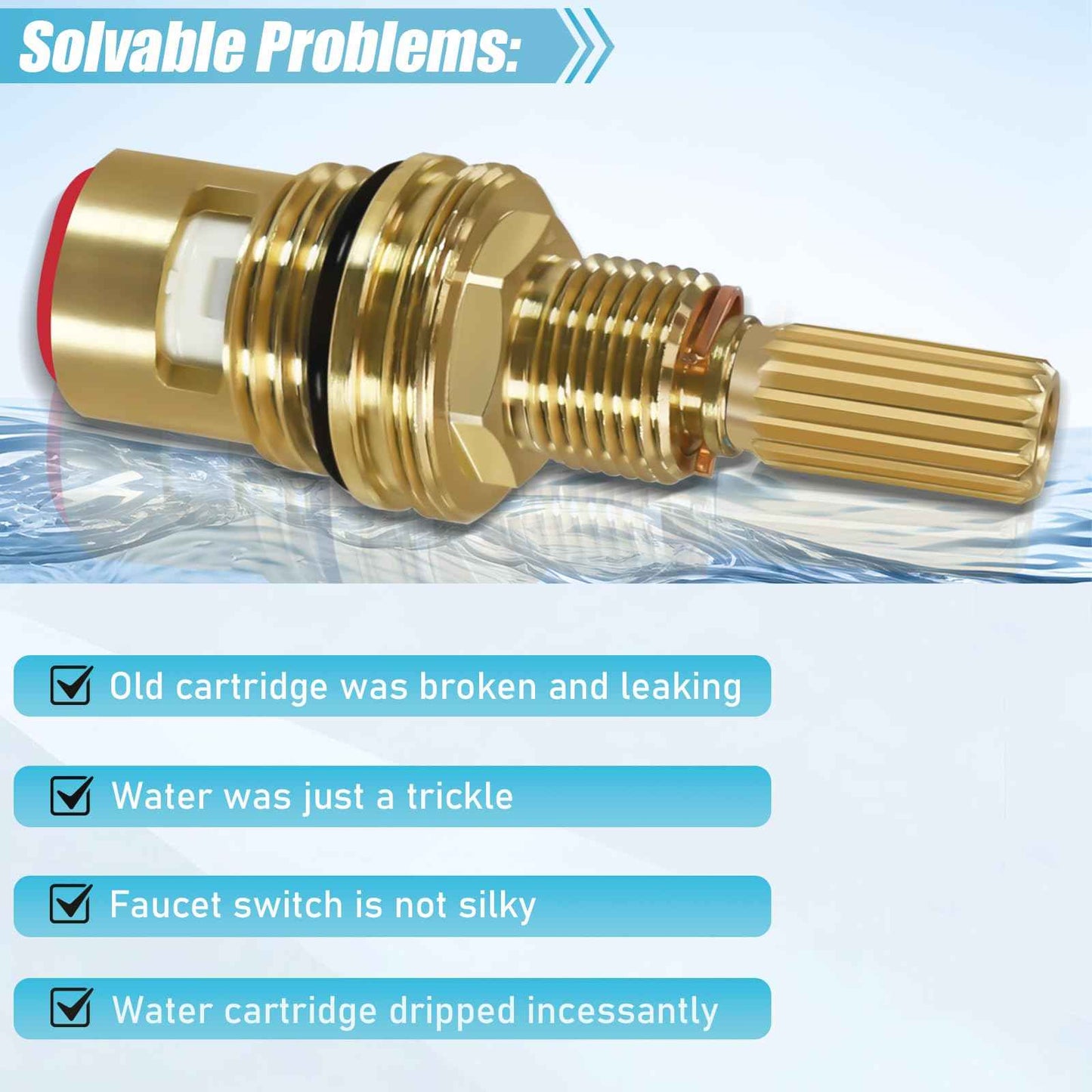 Brass 1-001 & 1-002 Ceramic Cartridge Set Compatible with Newport, Easy Installation (1-001 & 1-002)