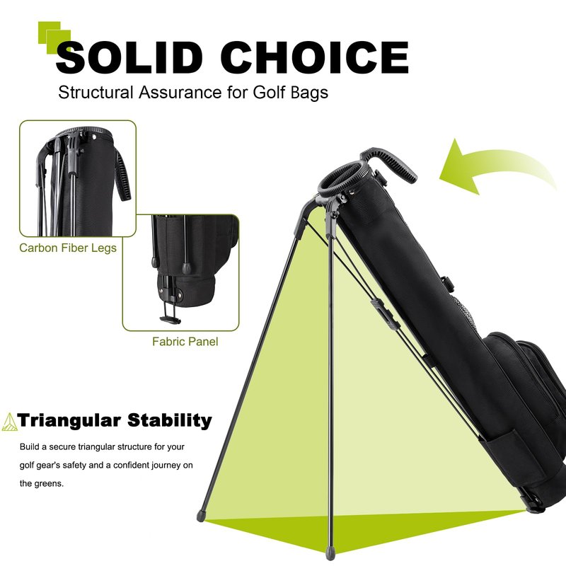 uniHimal Golf Lightweight Stand Carry Bag– Easy to Carry and Durable Pitch n Putt Golf Bag for The Driving Range, Par 3 and Executive Courses–31.5 inches Tall (Black)