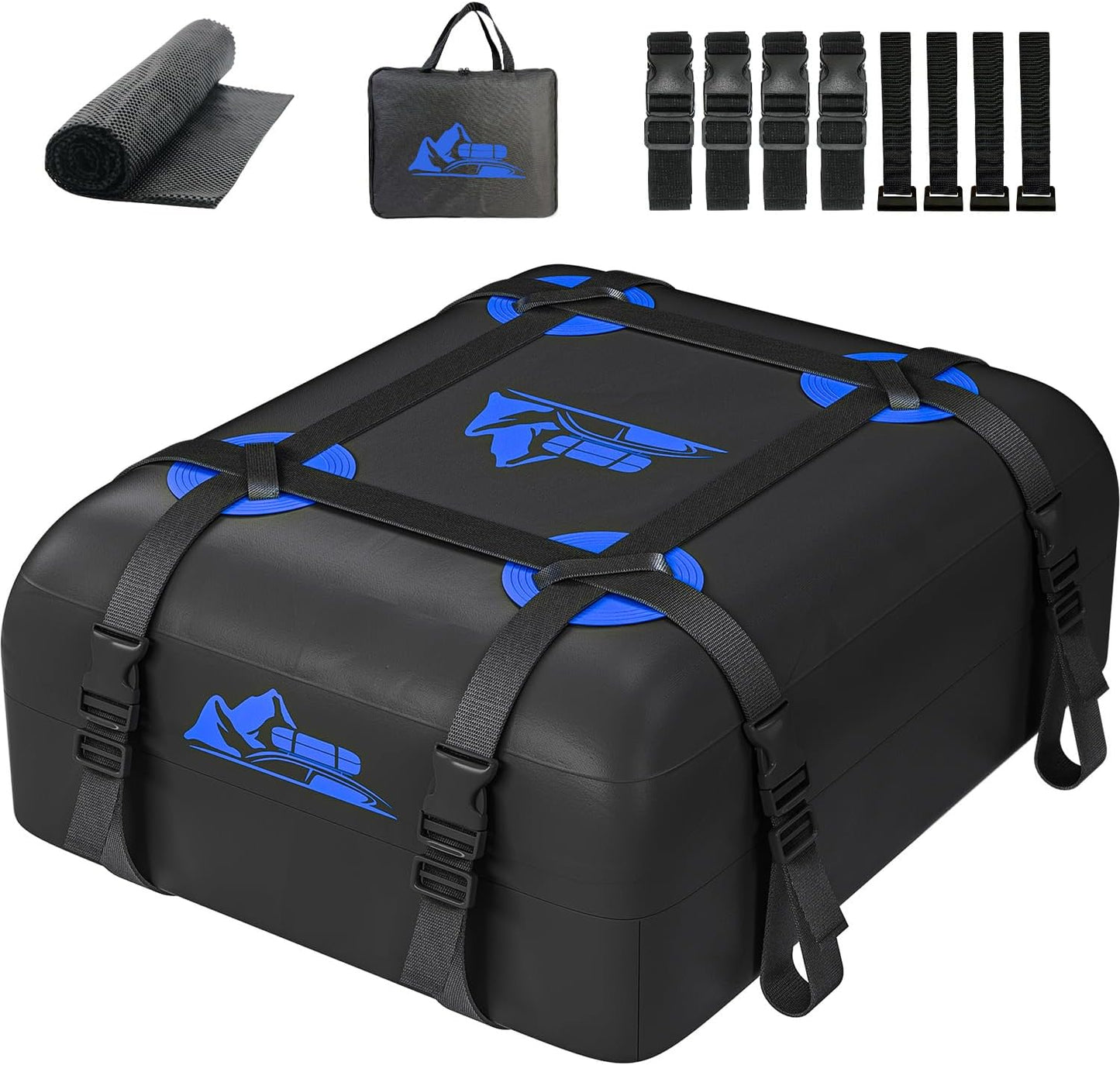 Skiennix Car Rooftop Cargo Carrier Bag - 100% Waterproof, 15 Cubic Feet Capacity | Heavy Duty, Blue