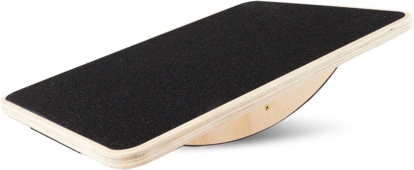 ProsourceFit Wooden Rocker Balance Board - Anti-Slip Core Trainer for Stability & Therapy | 17.5in Black