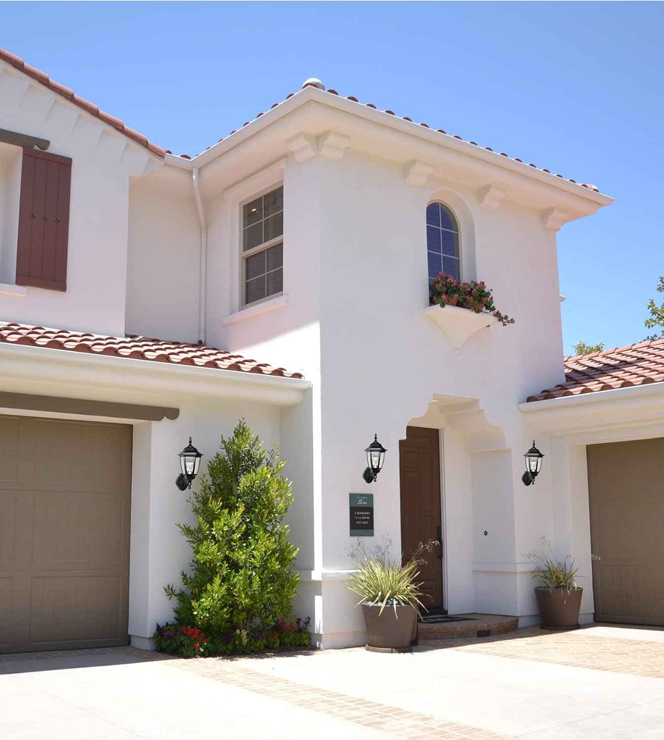 Outdoor Wall Light with Dusk to Dawn Sensor - 2-Pack LED Lanterns for Porch & Garage