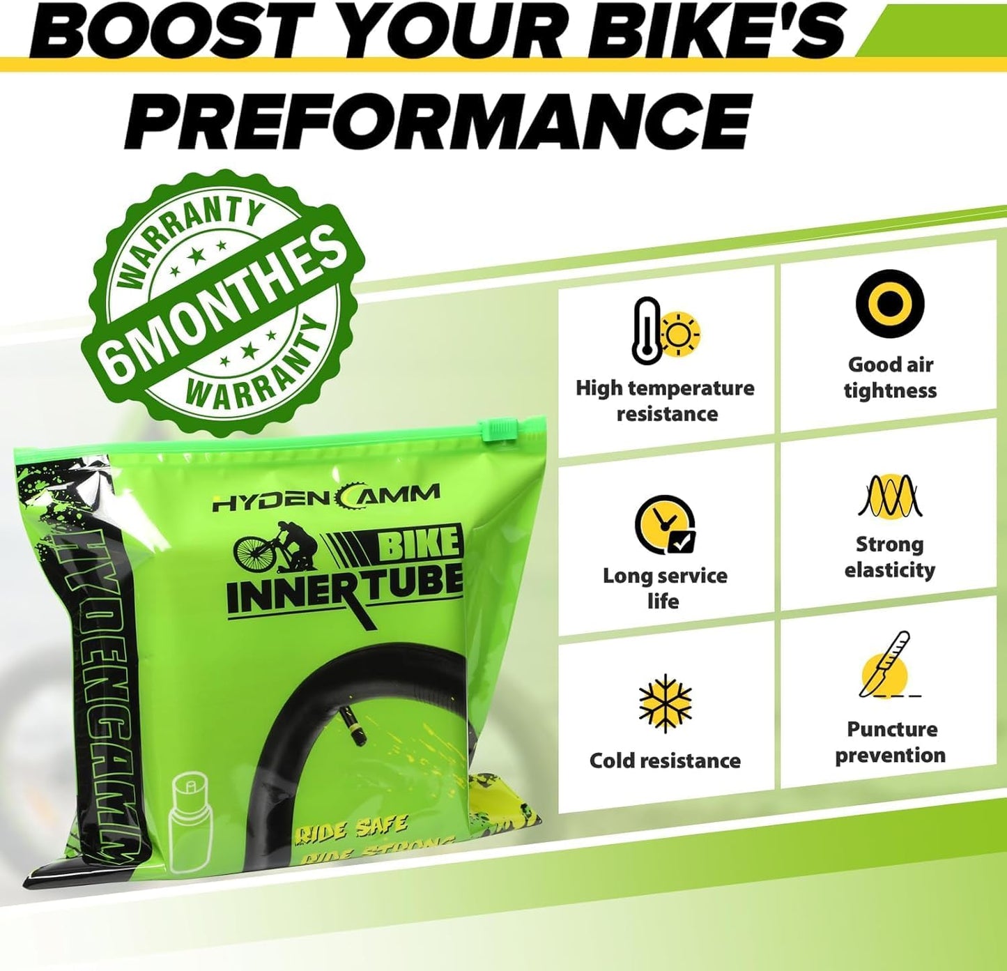 Skiennix Bike Inner Tube - 20/26x2.125 with 35mm AV Schrader Valve & 2 Tire Levers | Durable Butyl Material