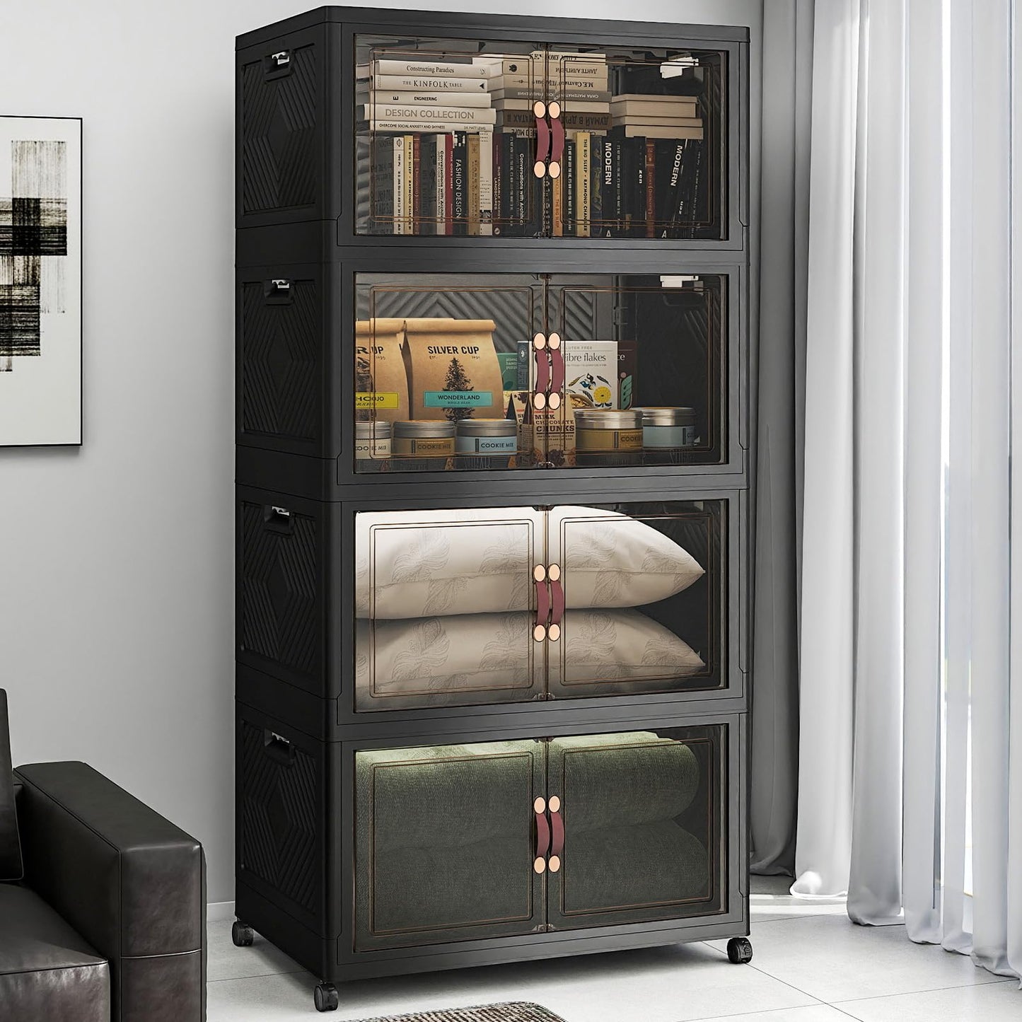 UAMFURI Stackable Storage Bins with Lids, 720QT Lockable Storage Cabinet