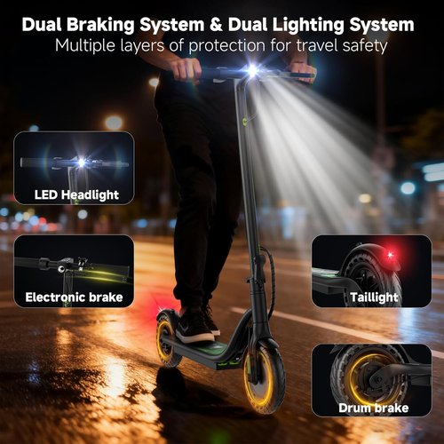 Folding Electric Scooter - 350W Motor, 19MPH Speed, 12/15 Miles Range | 8.5” Solid Tires