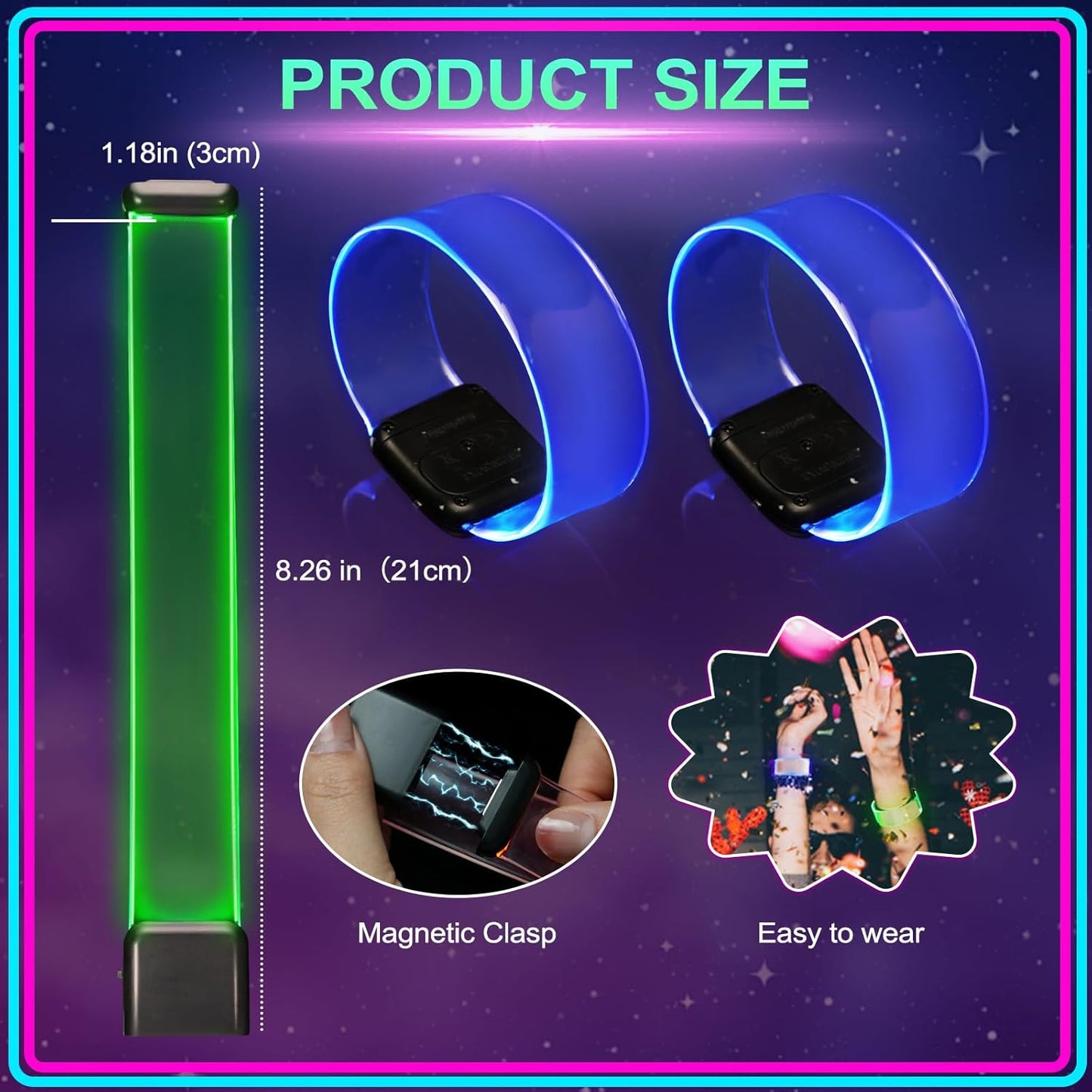 Yowivon LED Light Up Bracelets - Glow in the Dark Neon Party Accessories | Cool Halloween & Birthday Favor
