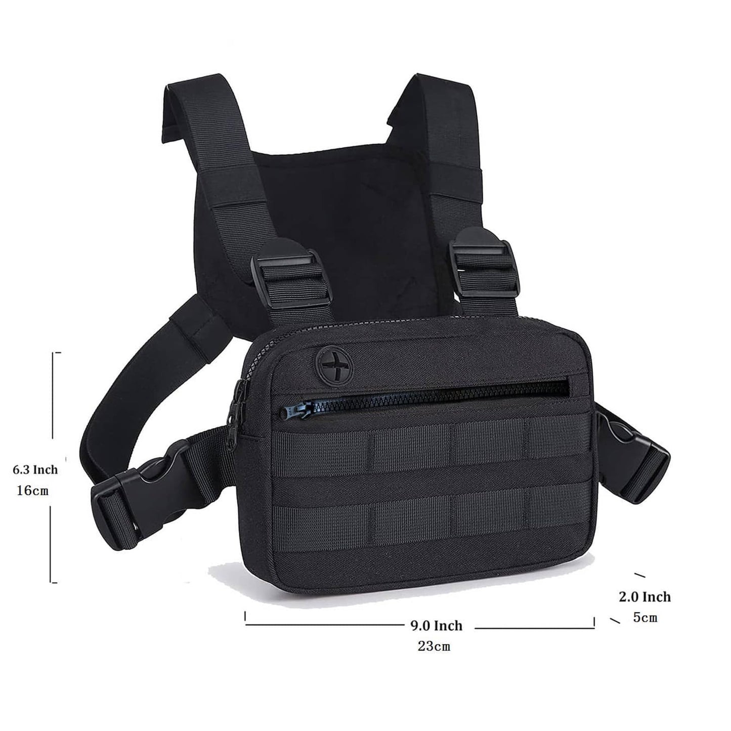 Muserise Outdoor Chest Bag For Men, EDC Chest Pack With Built-In Phone Holder, Lightweight Chest Rig Pouch