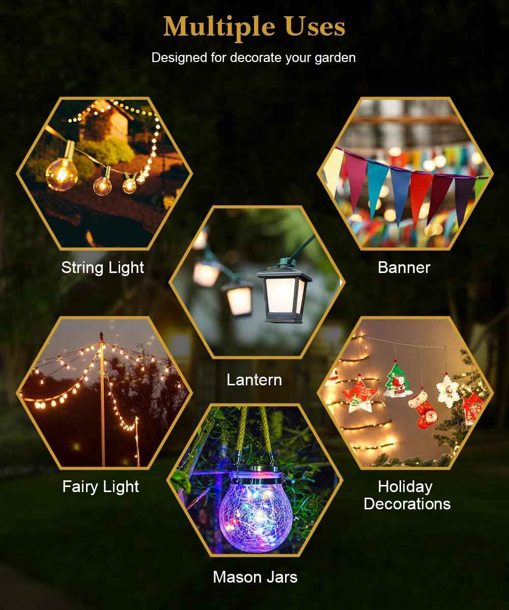 Tigerden 10Ft String Light Poles for Grass & Soil, Outdoor Light Stand with 5-Prong Fork Base, Heavy-Duty Metal Poles for Backyard, Garden & Patio Party Lighting, Rustproof & Adjustable