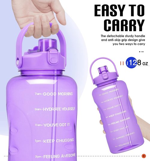 HydroPal 1 Gallon Water Bottle - BPA-Free Gym Jug with 2-in-1 Lid & Motivational Time Markers | 128 oz
