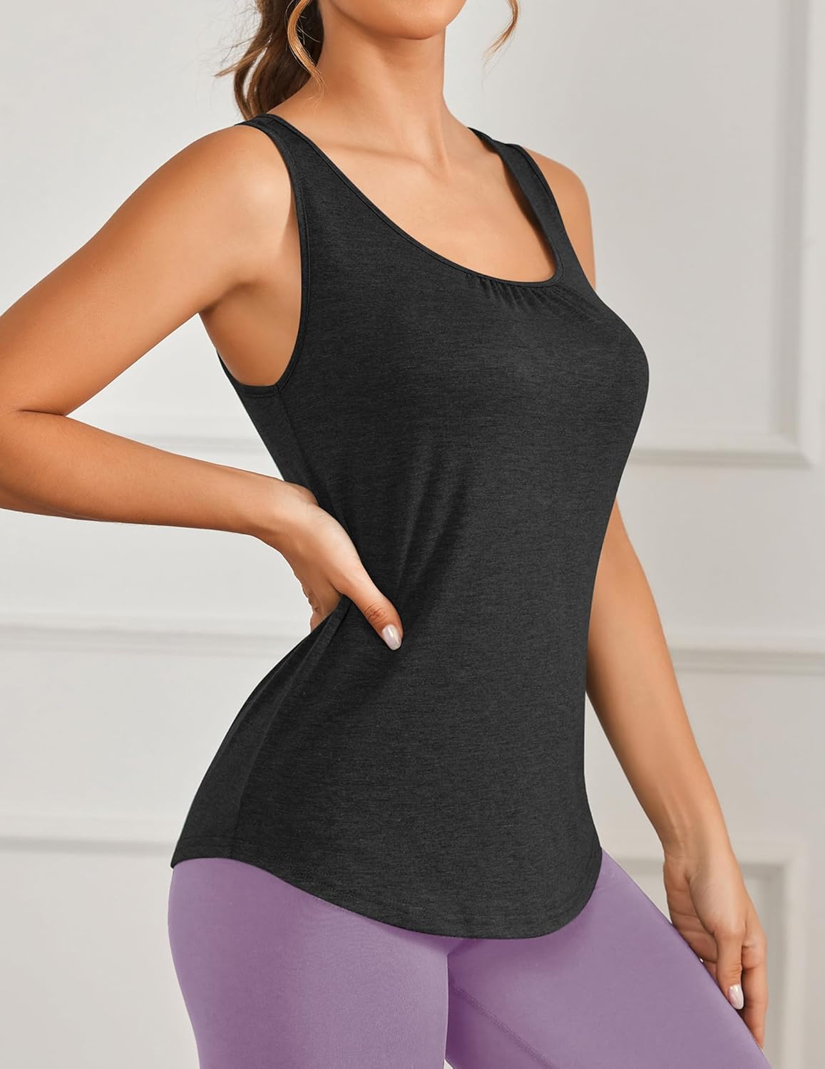 PINSPARK Women's Workout Tank Tops - Lightweight Racerback Athletic Shirts | 2-Pack S-3XL