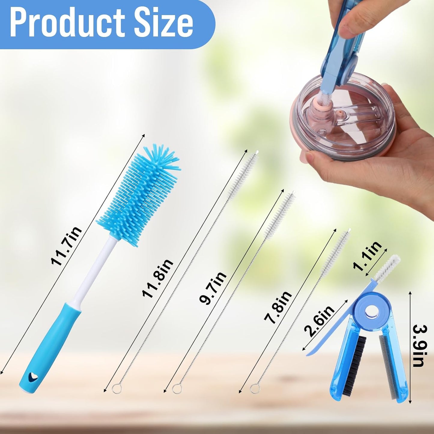 XANGNIER Water Bottle Cleaner Brush Set - 5 Pcs for Hydrojug & Tumbler Accessories | Fits 20 oz, 32 oz, 40 oz