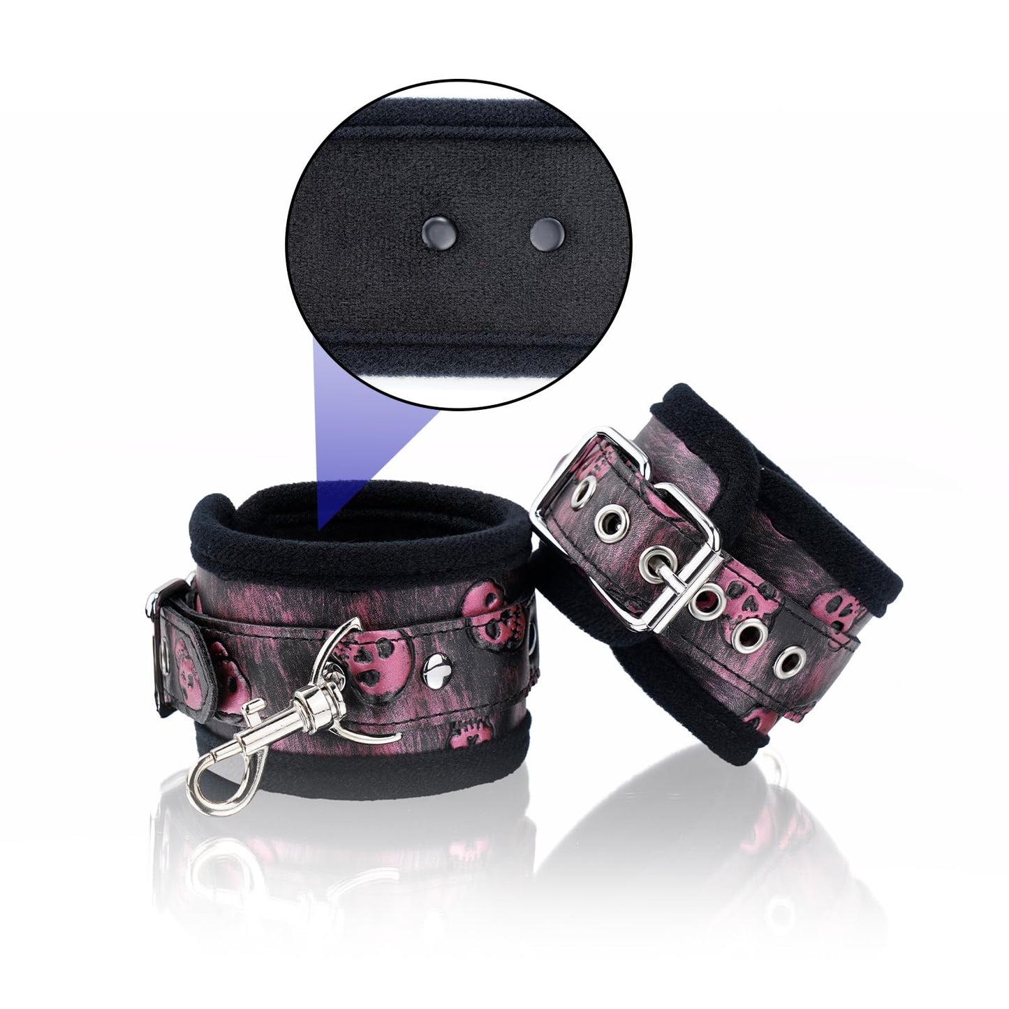 Spreader Bar Heavy Duty Stainless Steel Expandable Home Gym with 4pcs Furry Purple Adjustable Strap,Sports Aid Training Fitness Gear Pilates Aid Kit,Yoga Set (Silver+Black-Pink PU Kit)