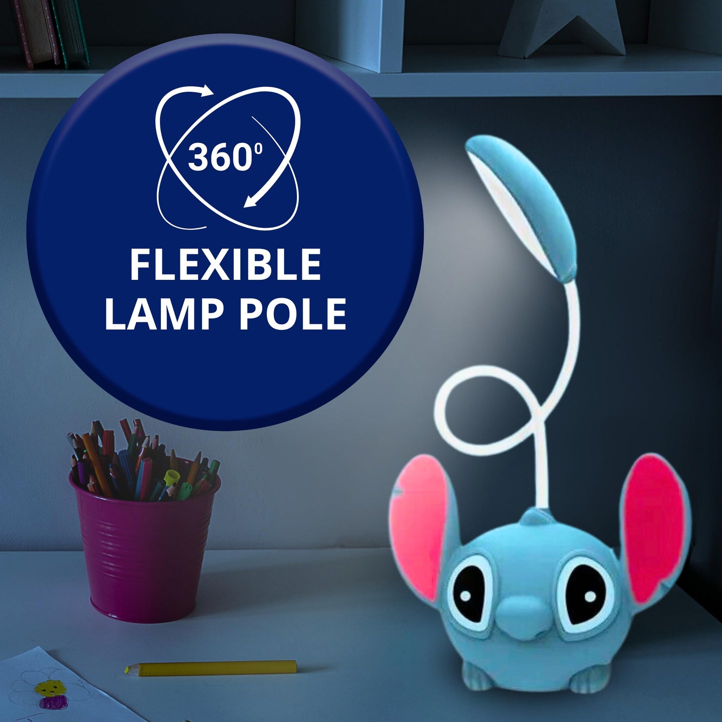 BOGAZNET Blue Cartoon Kids Desk Lamp – Night Table Light Cartoon Figural Cute Table Lamp for Kids Bedroom Light for Bedrooms Boys Room Decor Birthday Gift