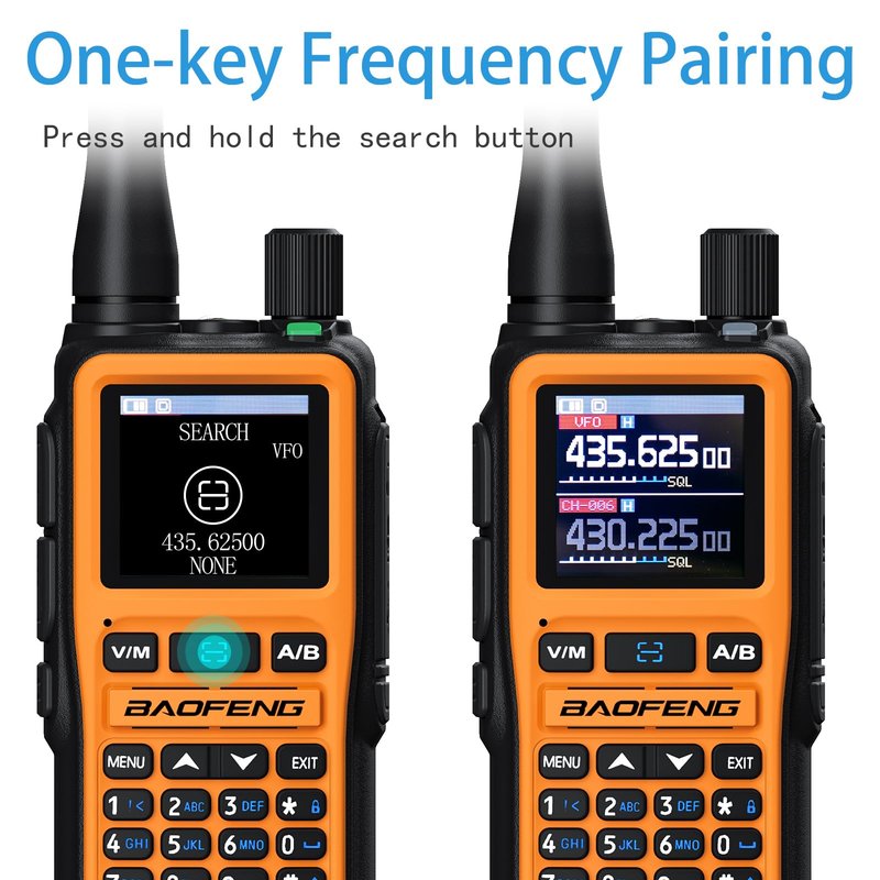 BAOFENG uv-5r mini Ham Radio,uv5r mini Handheld App Programming Walkie Talkies with 5W Power,Copy Frequency,999 Channels,USB-C Charging (Orange-2PACK)