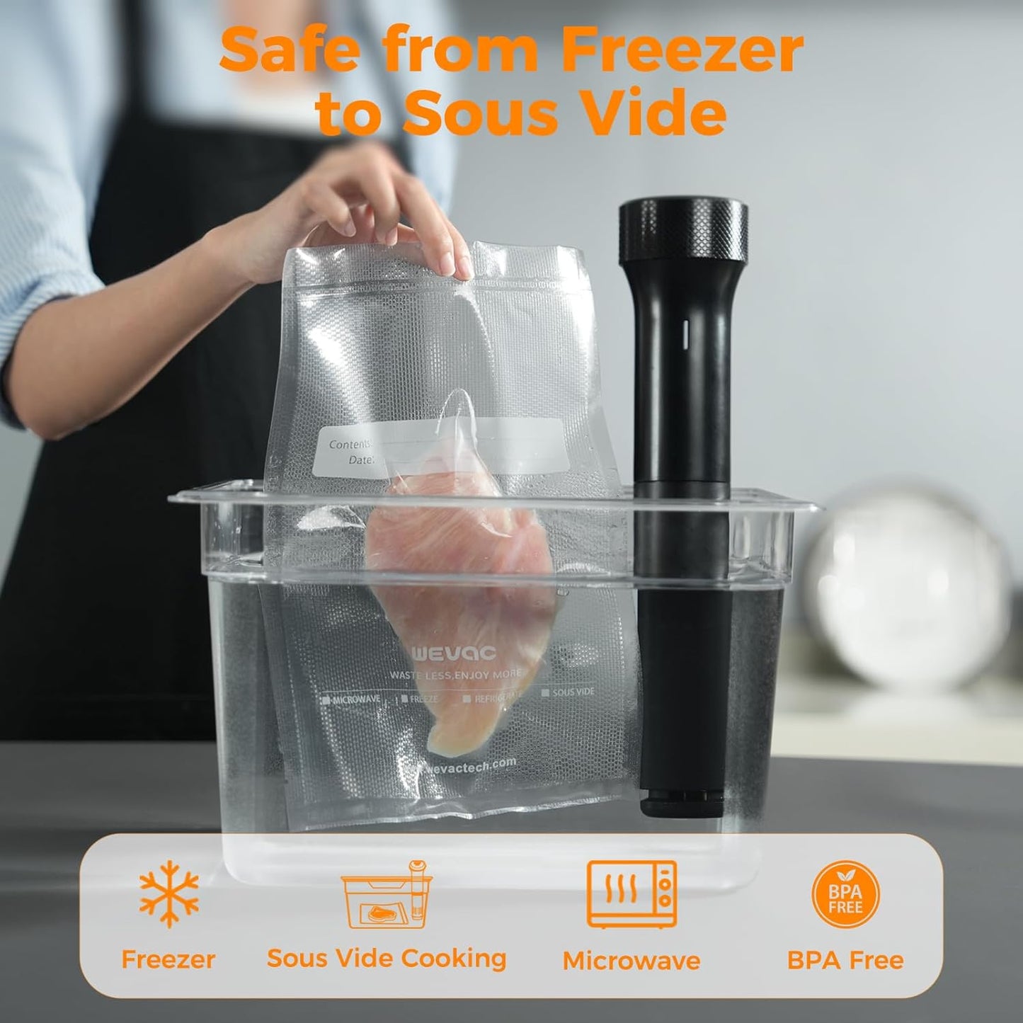 Wevac Vacuum Sealer Bags - Heavy Duty BPA Free Rolls 8x50 & 11x50 | Ideal for Meal Prep & Sous Vide
