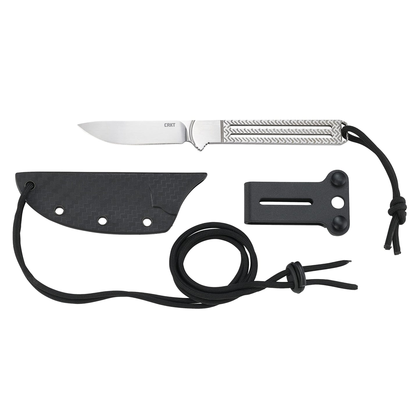 CRKT Testy Fixed Blade Knife with Sheath: Lightweight Everyday Carry, Textured Stainless Steel Handle, Glass Reinforced Nylon Sheath 7524,Silver