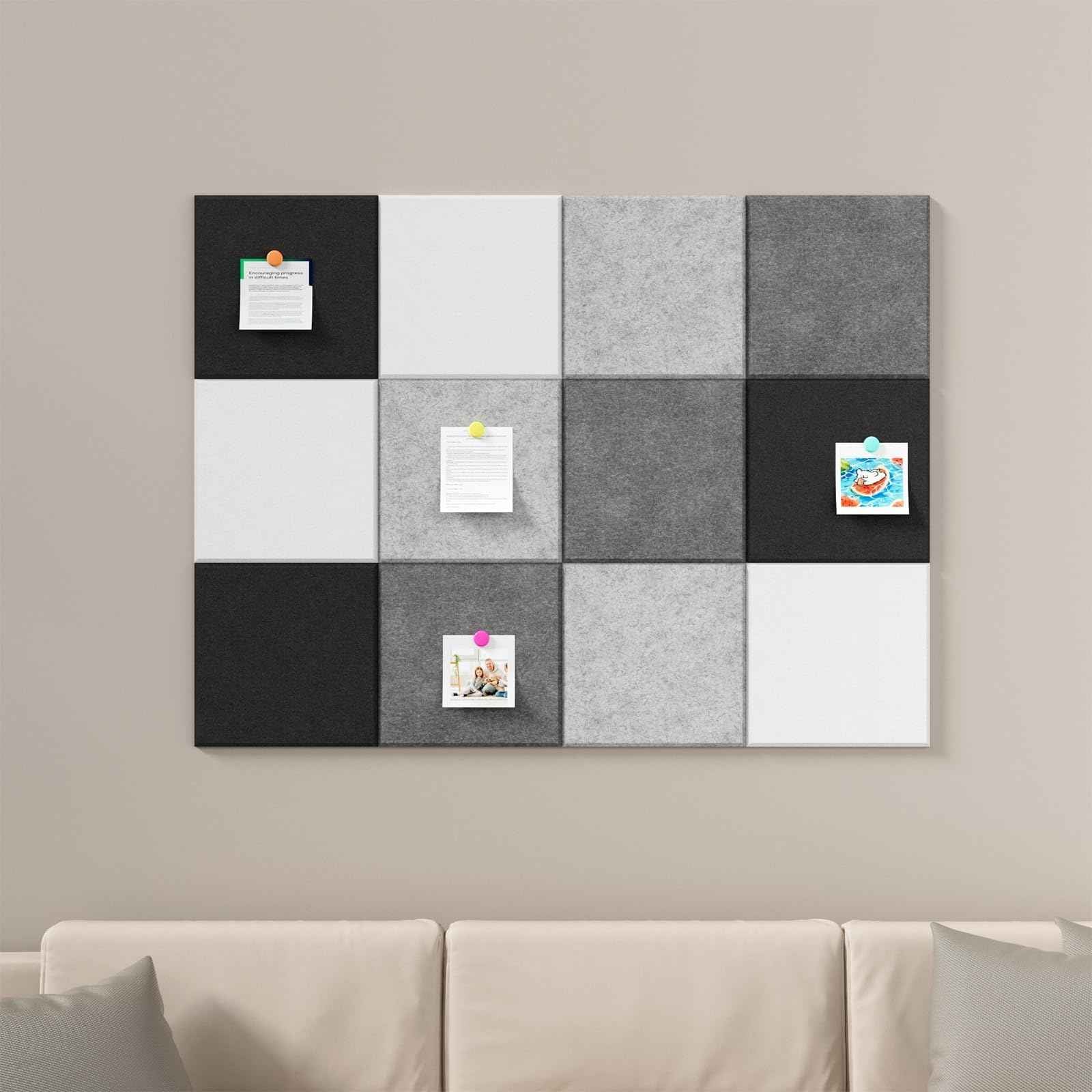 Baysola Large Cork Boards for Walls – 48 x 36 Self Adhesive Felt Wall Tiles, Ideal for Office Wall Organizing Bulletin Board, Easy to Install Cork Boards Felt Board