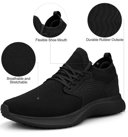 Abboos Women Running Shoes Lightweight Breathable Walking Shoes Comfortable Athletic Slip on Tennis Shoes Black 7.5