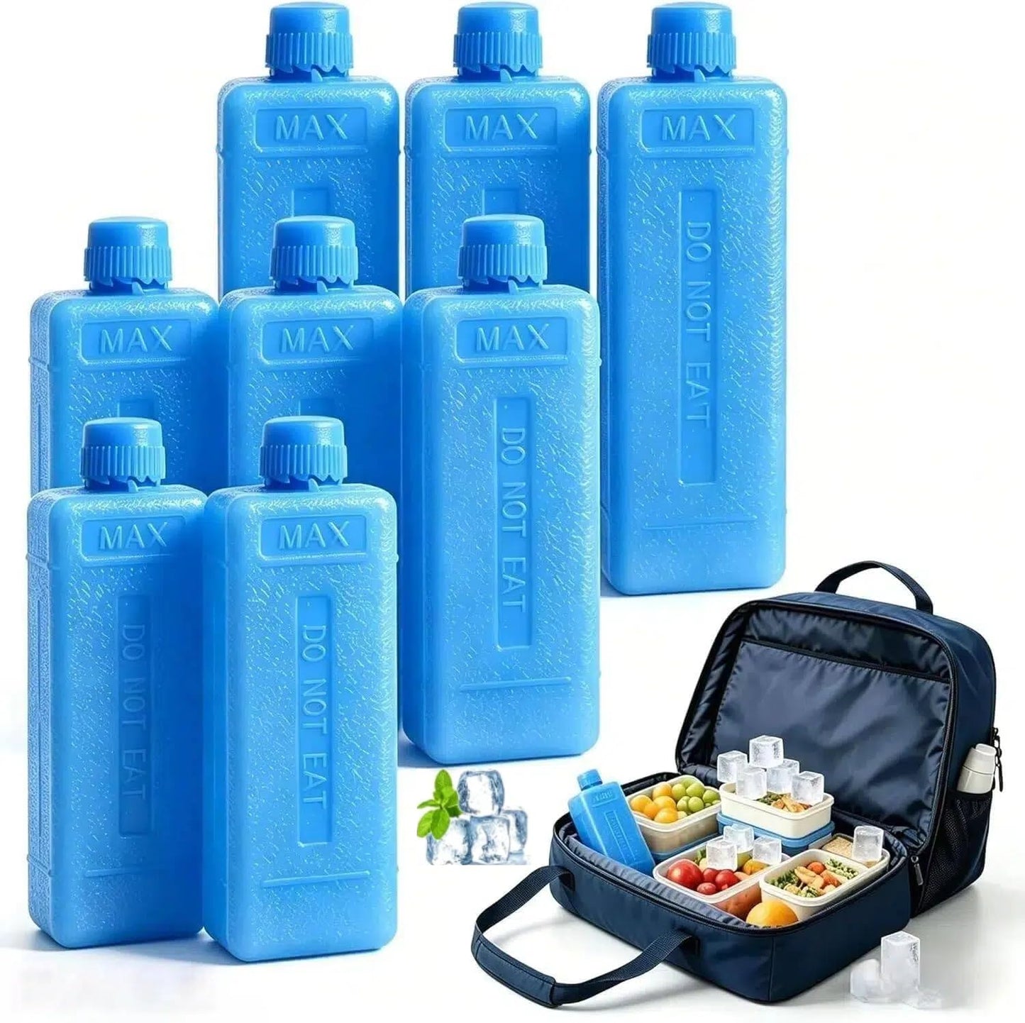 VOSCHOIX Ice Packs for Air Conditioner Coolers, 8pc Reusable Ice Freezer Blocks Cooler Freezer Blocks for Lunch Boxes, Camping, Picnics, Beach, Fishing, Outdoor Sports