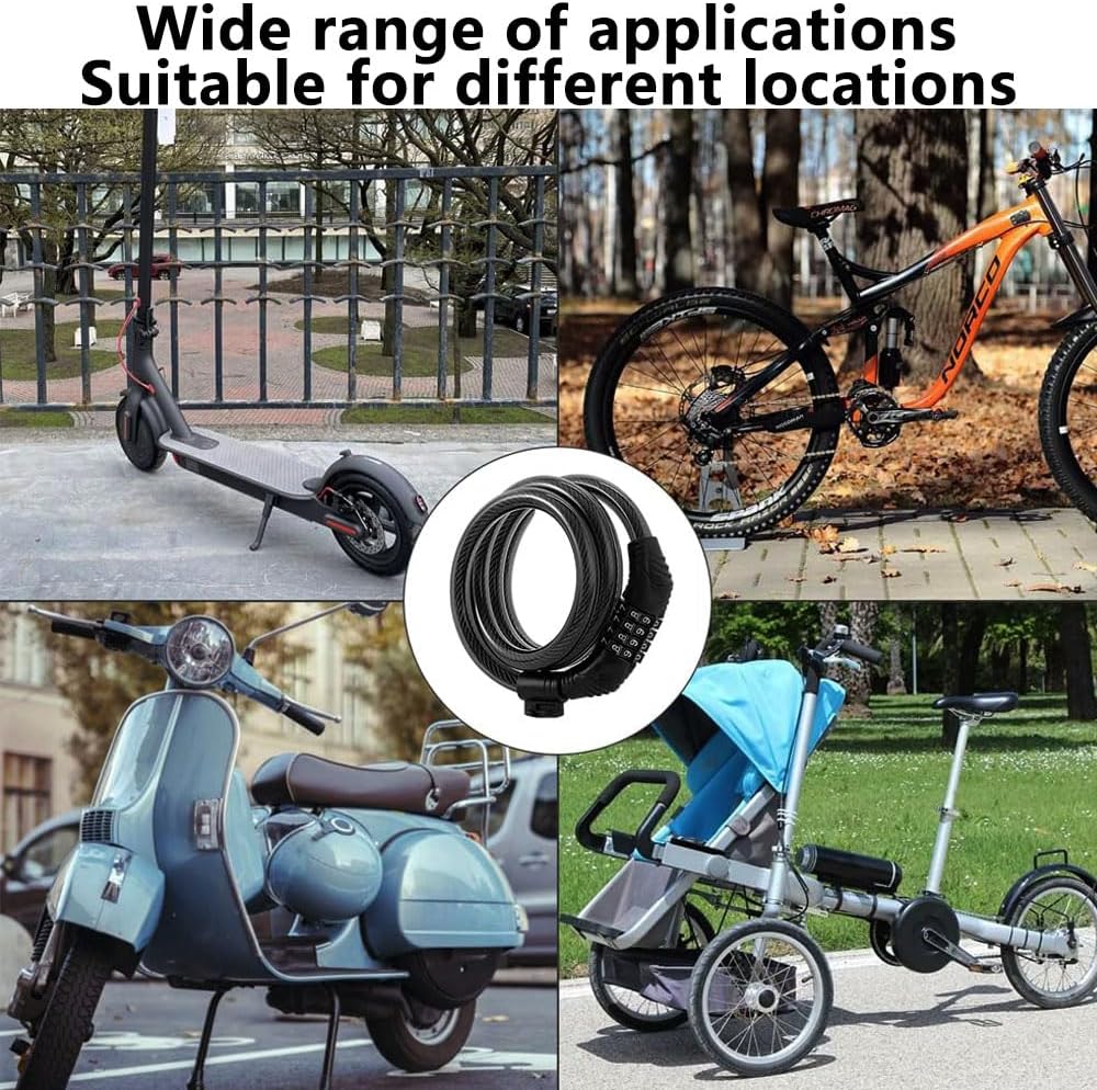 Xiaomi E-Scooter Lock - 4 Ft Long Bike Combination Cable Lock | Anti-Theft 4-Digit Security System