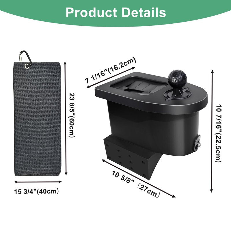 Shu-Ran No-Drill Golf Cart Ball & Club Cleaner, Clamp-On Golf Club Head and Ball Washer Golf Cleaner with Golf Towel, Universal Fit for EZGO, Club Car, Yamaha, Advanced EV, Star EV