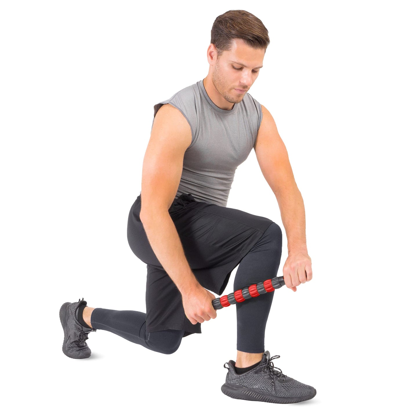 ProsourceFit Massage Stick Roller, 18” Handheld Portable Self-Myofascial Release Tool for Relief from Muscle Pain/Cramps in Calves, Shins, Thighs and Back