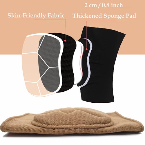 DANCEYOU Dance Knee Pads Thick Soft Sponge Volleyball Knee Brace for Big Kid Teen Adults Workout Knee Protector Football Pole Dance Yoga Tennis Running, Tan, M
