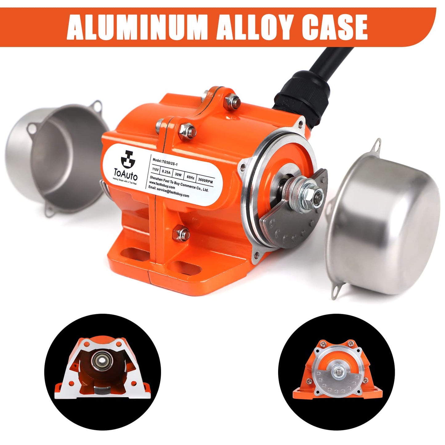 TOAUTO Concrete Vibrator Vibration Motor 100W Single Phase AC 110V 3600rpm Aluminum Alloy Case Vibrating Motor for Shaker Table