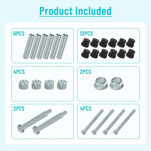10L0L Golf Cart Rear Leaf Spring Bushing Kit with Screw Nut, Suitable for EZGO TXT/Medalist 1994-up & Club Car DS 1981-up Golf Carts, Replaces OEM 70289-G02 70291-G01 14158-G1
