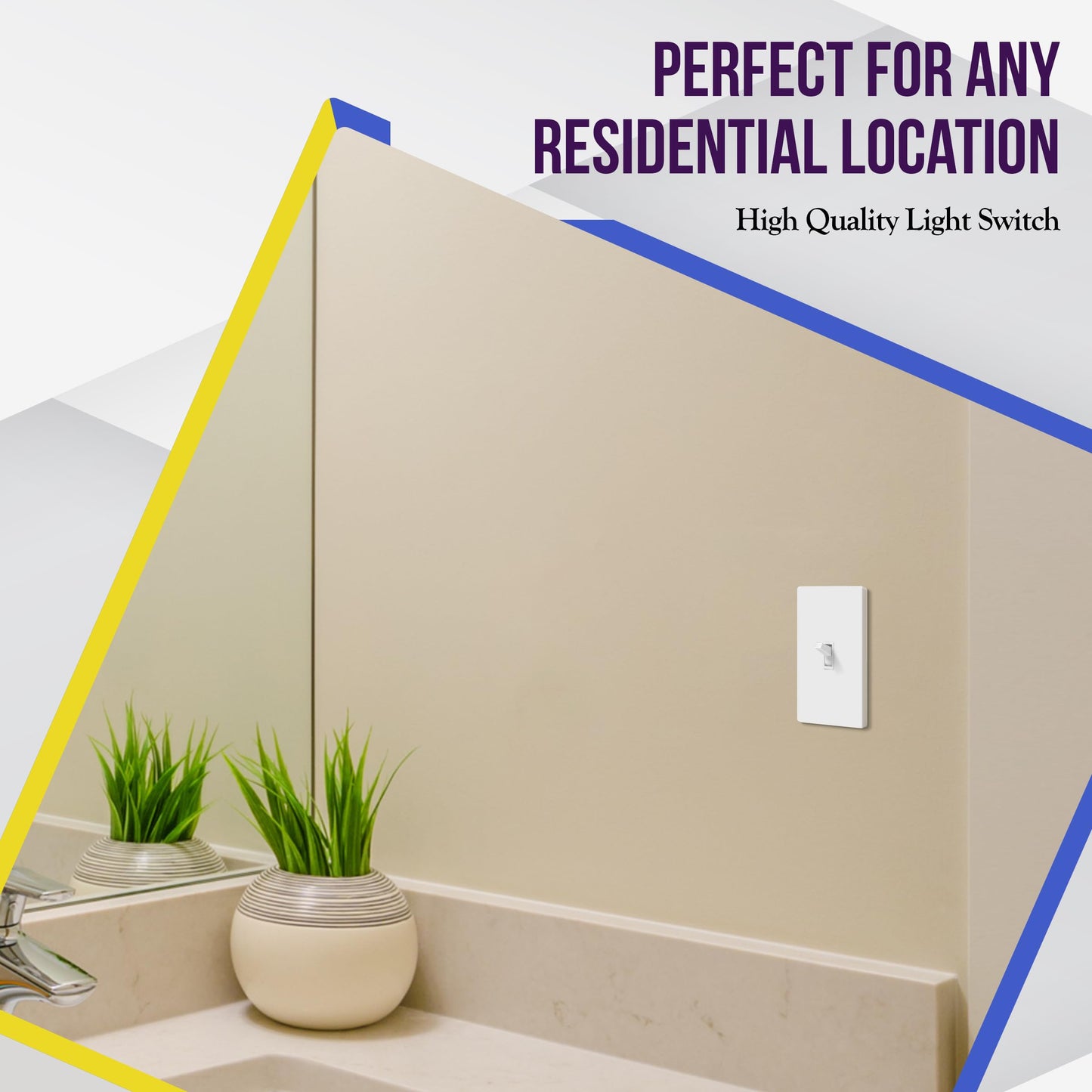 ENERLITES Toggle Light Switch, Single Pole, 15A 120-277V, Grounding Screw, Residential Grade, UL Listed, 88115-W-5PCS, White (5 Pack)