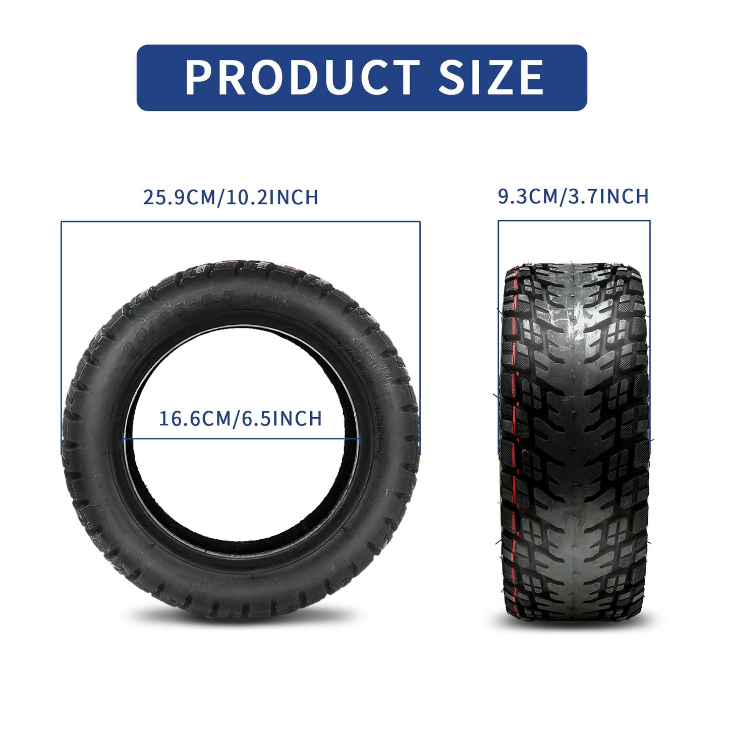 Electric Scooter Tire for Scooter with 90/65-6.5 Outer Tube Scooter Vacuum Tyre Rubber Thickened Anti Slip Explosion Proof 11 Inch Electric Scooter Tubeless Tire