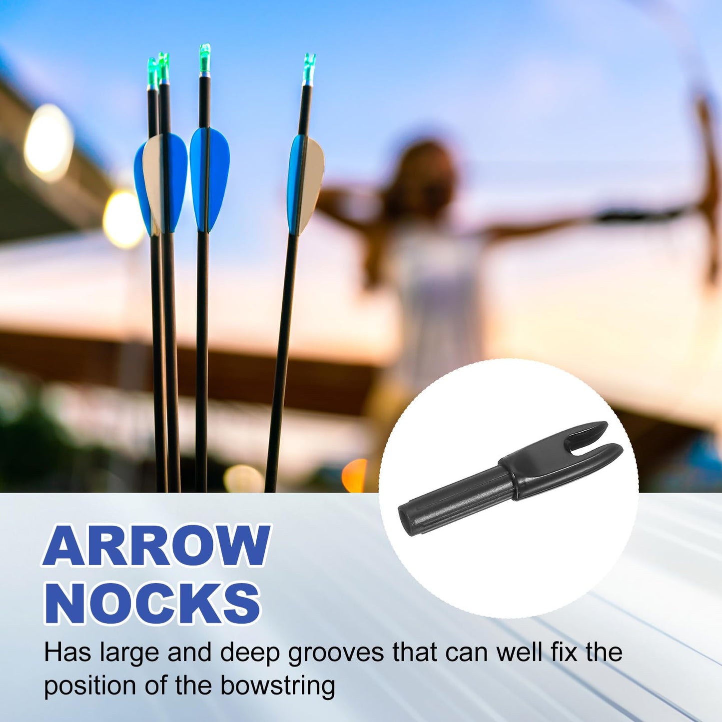 PATIKIL Archery Arrows Nocks 4.2mm, 12 Pack Plastic Insert Arrow Nock Replacement Arrow Tails for Hunting Shooting Compound Recurve Bow, Black