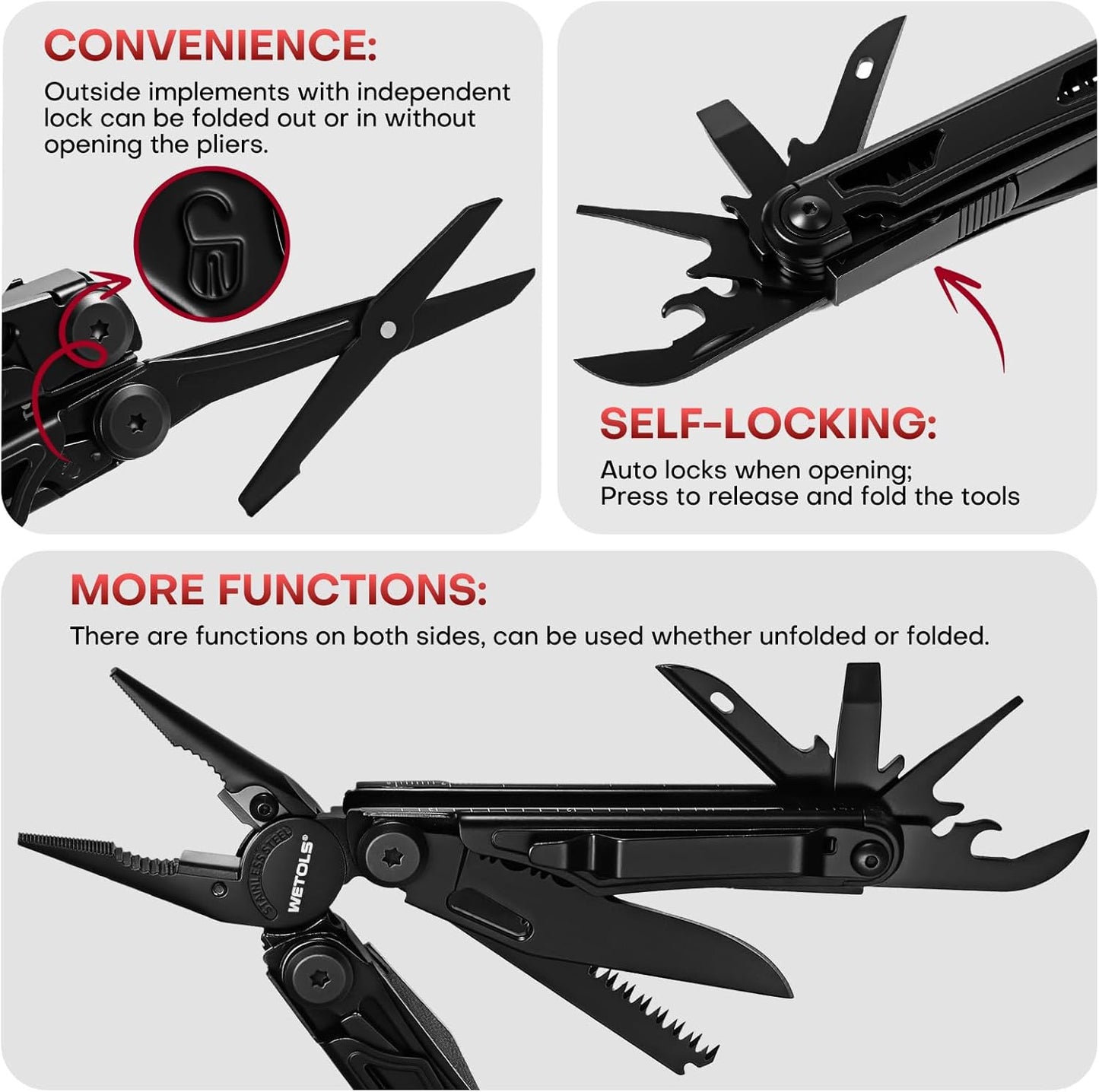 WETOLS 21-in-1 Multitool with Pocket Knife & Pliers - Perfect Christmas Gift for Men & Dads, EDC Survival Gear