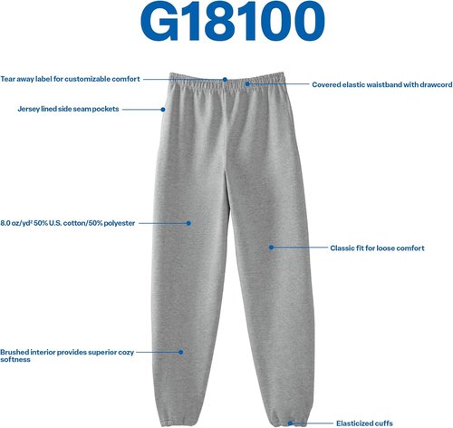 Gildan Adult Fleece Sweatpants - Elastic Bottom with Pockets | Comfortable & Stylish G18100